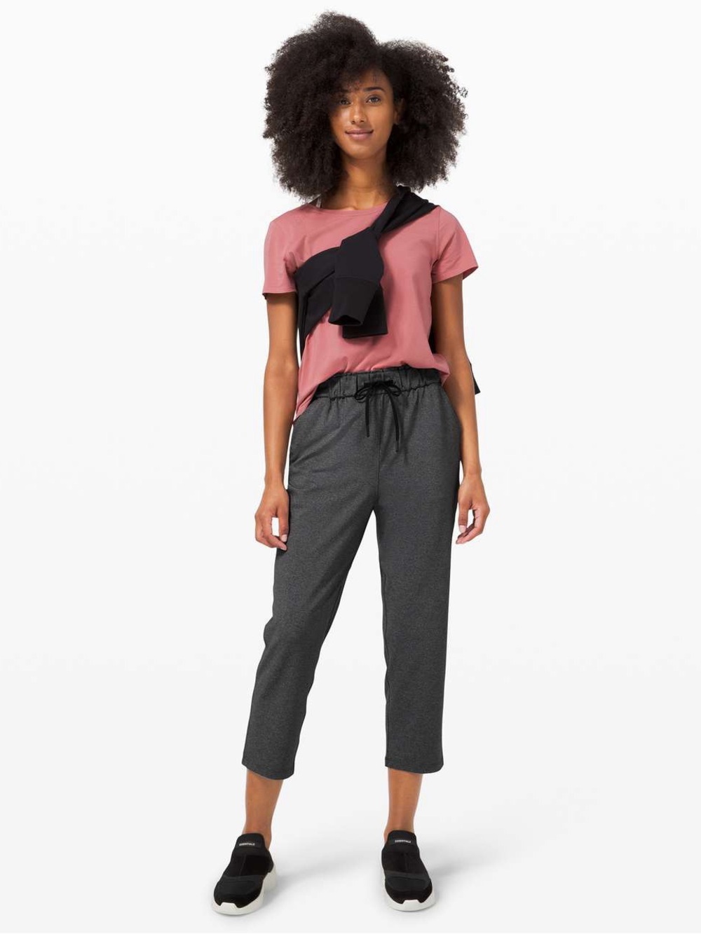Lululemon Keep Moving Crop 23" Pant Heathered Black / Black Size 10 Nulu Fabric